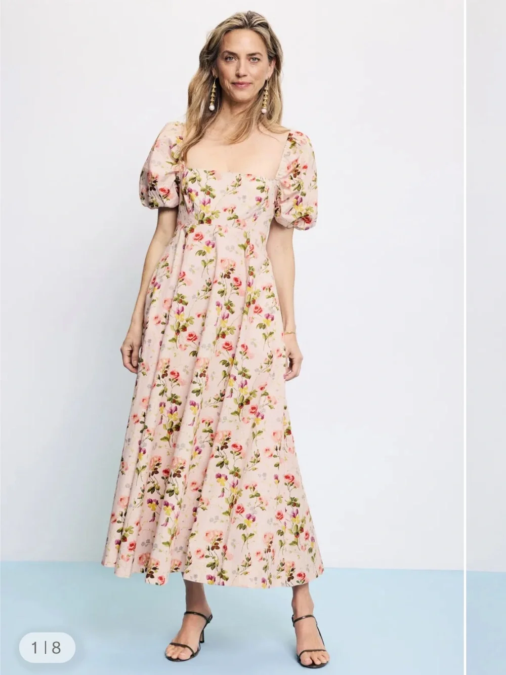 Hill House Pink Floral Puff-Sleeve Midi Dress - Picture 5 of 11